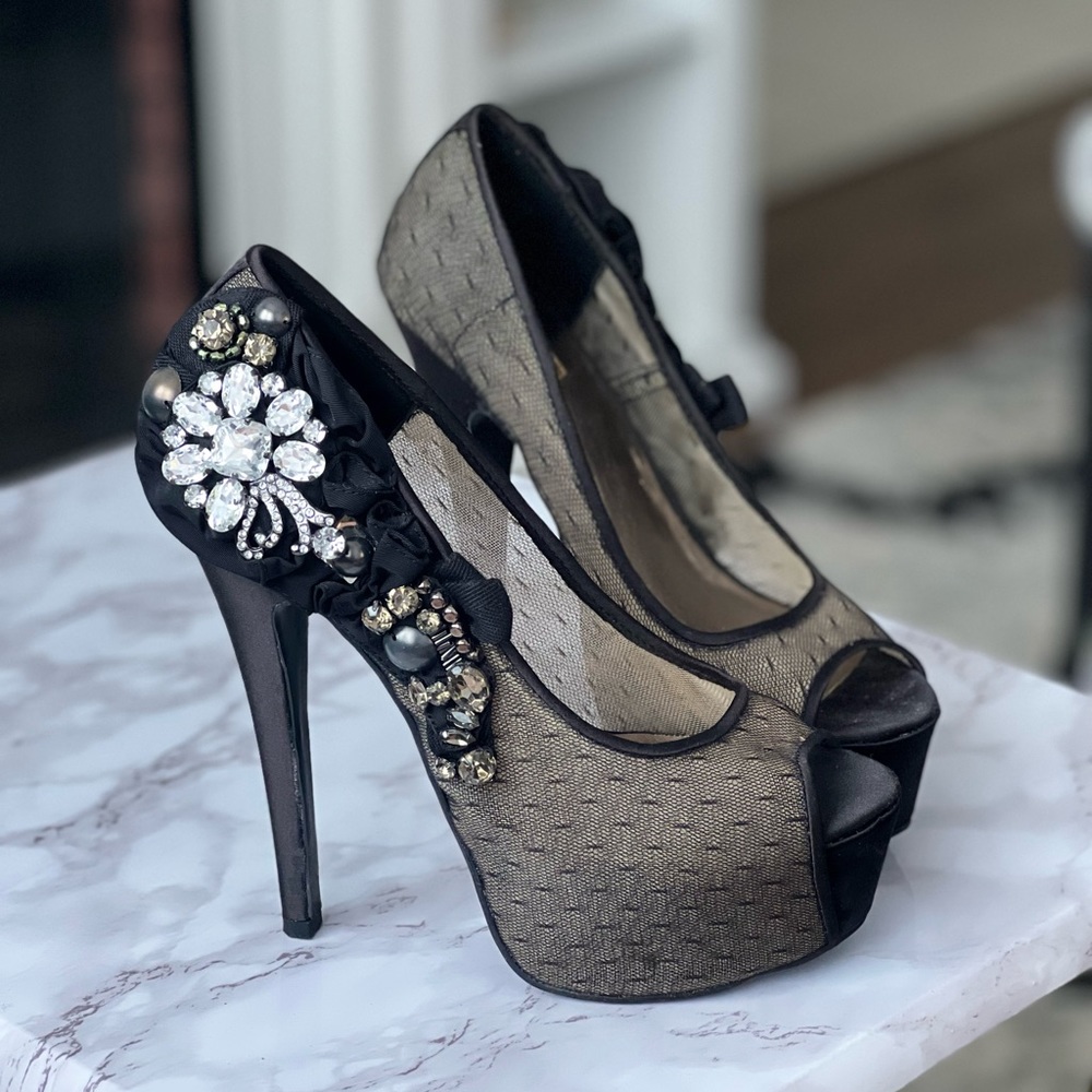 Black Crystal High Heels
